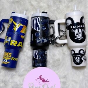 Football Rams Raiders Cowboys Mini Tumbler Keychains